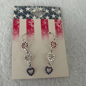American Flag Heart Graphic Dangle Earrings - Womens Fashion  Jewelry US